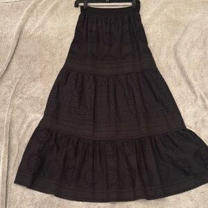 Alice + Olivia Black Eyelet Maxi Skirt